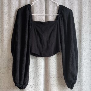 Urban Outfitters Black Puff Sleeve Blouse